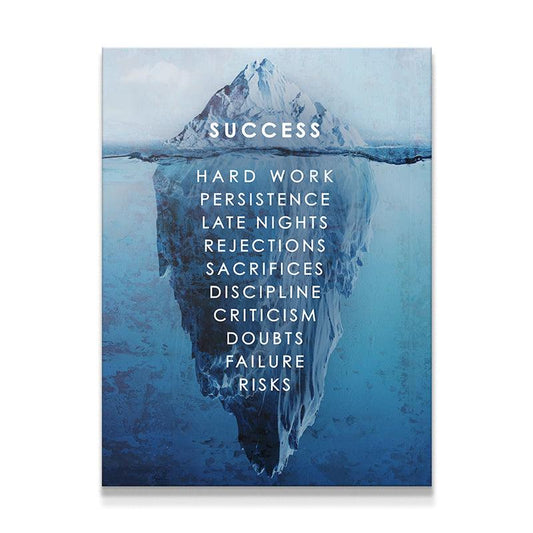 Inspirational Success Iceberg Canvas Wall Art, Motivational Office Home Decor