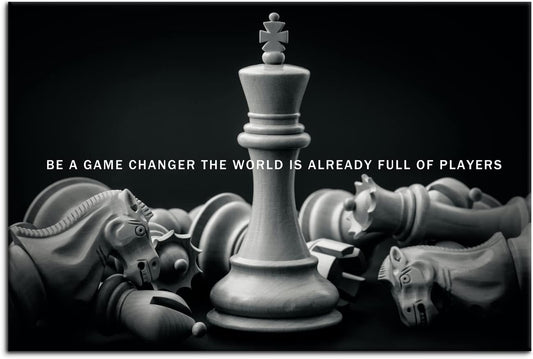 Be A Game Changer The World Is Already Full Of Players Inspirational Wall Art International Chess Motivational Poster Canvas Painting Prints Wall Pictures for Home Decor Framed Artwork [12''W x 18''H]