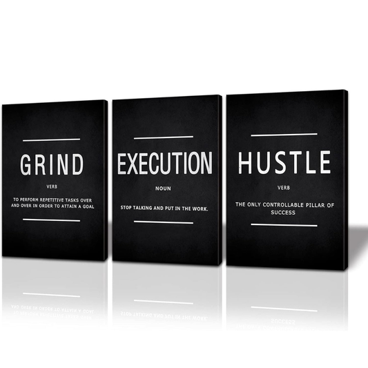 Grind Hustle Execution Wall Art Motivational